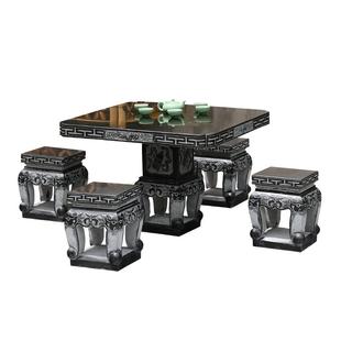 石桌石凳天然青石仿古茶台中式做旧茶几家用户外象棋石头桌子摆件