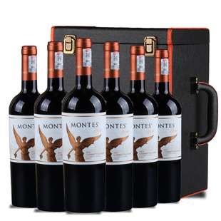 智利原瓶进口蒙特斯天使金天使精选赤霞珠红葡萄酒六支整箱礼盒装
