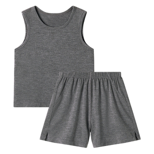 BororoBear儿童睡衣夏男女童家居服宝宝背心套装夏薄款a类凉感