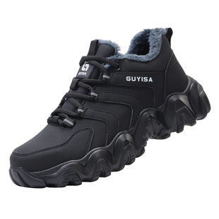 古伊萨劳保鞋秋冬加绒防砸防刺穿带钢头钢板舒适工地工作老保男鞋
