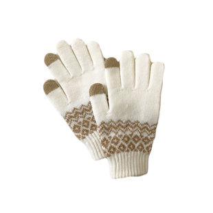 新手套女男冬保暖加绒ins时尚雪花针织五指骑车防风触屏毛线手套