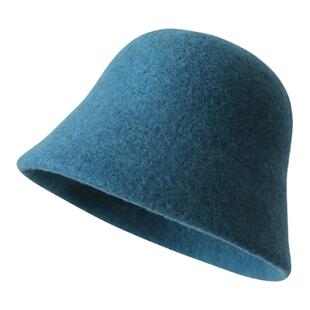 韩系毛呢水桶帽女生秋冬复古毛毡渔夫帽圆顶盆帽小众气质台灯帽子