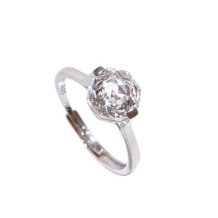 2025新款指环戒指女轻奢小众设计六边形玫瑰天然白水晶戒指纯银