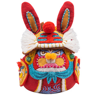 王的手创 刺绣手工diy材料包初学者自绣品玩偶挂件兔子香囊兔儿爷