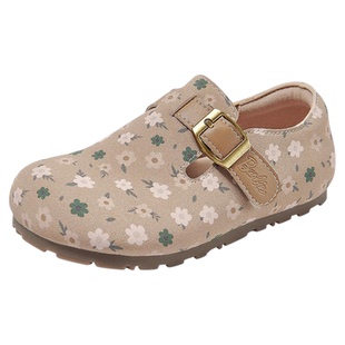 芭比童鞋女童勃肯鞋2026新款春季软底公主单鞋女孩豆豆鞋儿童皮鞋