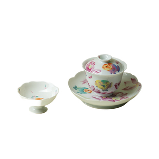 雅同集手绘主人杯泡泡鱼高足杯景德镇全手工陶瓷茶杯高档品茗单杯