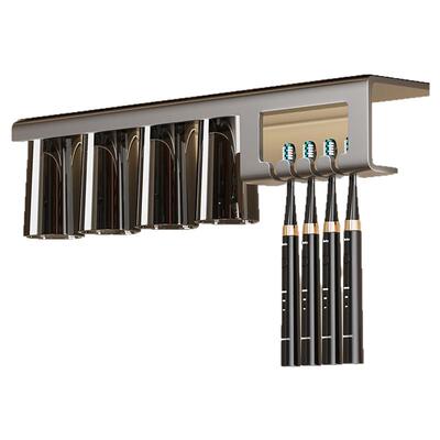 牙刷置物架磁吸一体免打孔卫生间漱口刷牙杯收纳壁挂式电动牙刷架