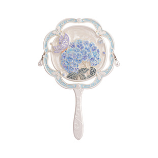 中国国家博物馆花团锦簇手柄镜精致中国风可爱便携手持化妆镜礼物