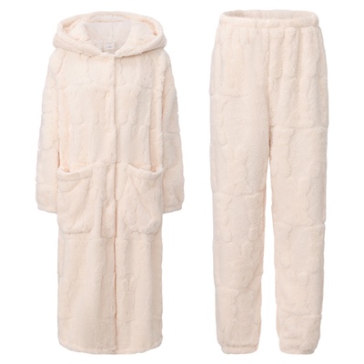 「LA」Bonie邦尼热线*少女纯欲可爱兔耳朵珊瑚绒保暖睡衣套装女冬