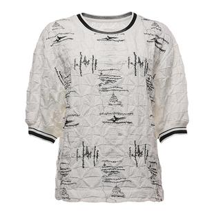 声雨竹官方旗舰店2024年春夏新款打底衫内搭上衣女短袖T恤黑白花