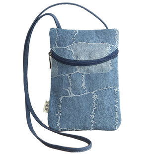 布奏手工女式新款手机包斜挎迷你小包包复古帆布挂脖手机袋拉链