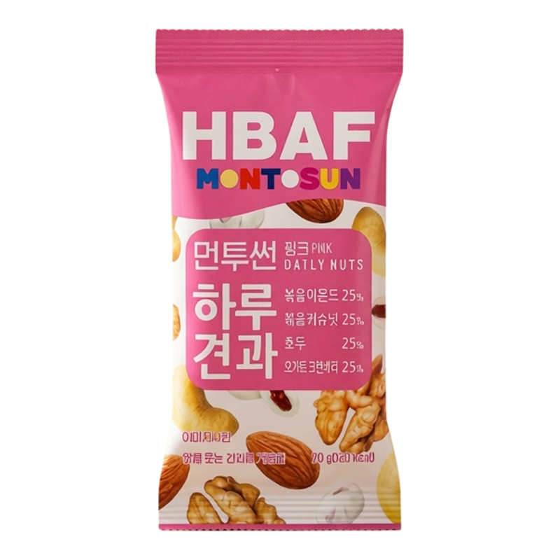 HBAF每日综合坚果粉红色20gx10包25%烤腰果25%烤杏仁健康营养坚果
