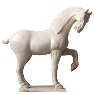陶瓷马摆件唐三彩仿古白马室内家居装饰客厅办公室桌面摆件收藏