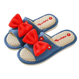 亚麻布拖鞋女士夏季超可爱女生寝室内家居家用海绵软底凉拖鞋女式