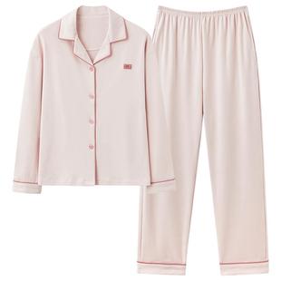 纯棉睡衣女款2025新款春秋款长袖纯色高级感可外穿夏款家居服套装