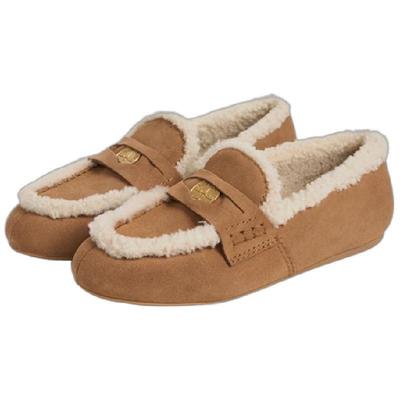 TOFOD 金币乐福鞋 皮毛一体羊羔毛一脚蹬反皮绒保暖毛毛鞋