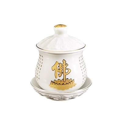 中成陶瓷供水杯财神供杯佛堂观音