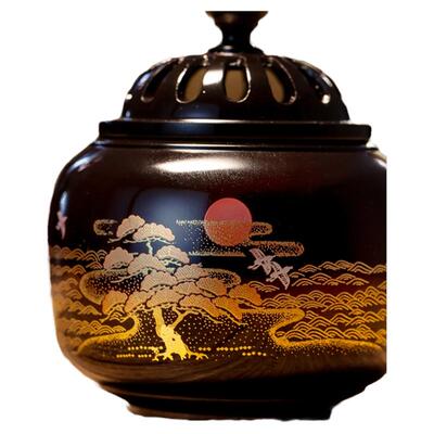 迦印堂高岗莳绘日出松间铜香炉