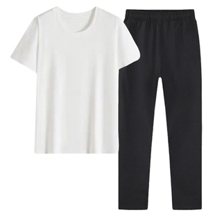 看守所男女士夏季夏天纯棉长裤子短袖t恤在押服刑人员专用品套装