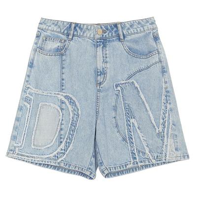 谜底牛仔短裤女夏季新品复古风百搭设计感直通短裤242MK0525