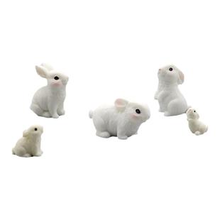 仿真动物模型 迷你小号兔子公仔卡通小白兔 萌兔桌面微景观小摆件