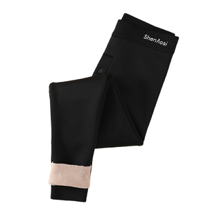 男士秋冬保暖一体加绒光面修身鲨鱼裤高腰打底秋裤弹力薄款紧身裤