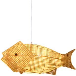 新中式餐厅火锅店竹编竹艺吊灯创意鱼形日式寿司料理餐饮专用吊灯