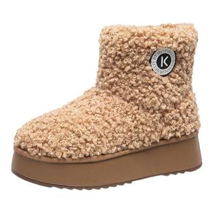 泰迪系列康奈女鞋冬季毛绒厚底雪地靴加厚保暖休闲短筒靴