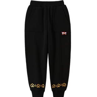 歌瑞家针织卫裤男女儿童2025春季新款加绒A类休闲长裤 乐友