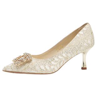 星期六经典水钻尖头单鞋2025新款名媛气质高跟鞋晚宴鞋SSD3111147