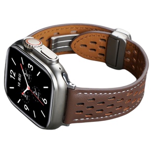 适用VIVO/IQoo watch GT2手表透气磁吸扣真皮表带watch5运动3星辉皓月watch2智能男士高级感夏天腕带