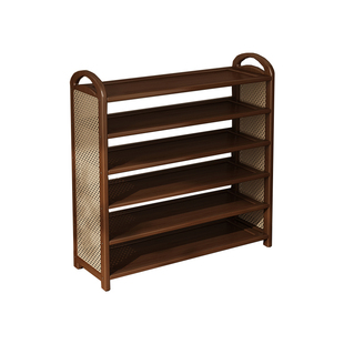 复古风鞋架多层家用门口轻奢高级感2025新款鞋架子入户门藤编鞋柜
