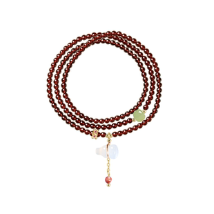 AJIDOU阿吉豆手链女款石榴石天然手串葫芦吊坠招财转运串珠手饰品