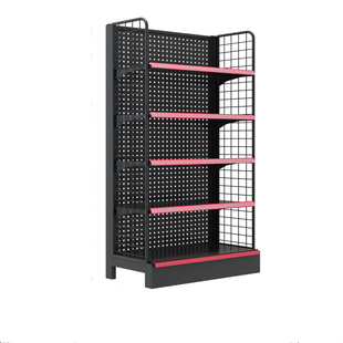 超市小货架靠墙带侧网面包零食百货架子小卖部端头带轮可移动货架