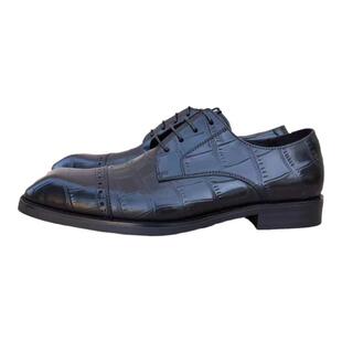 意大利手工男鞋方头系带德比鞋鳄鱼纹新郎婚鞋英伦商务皮鞋马皮
