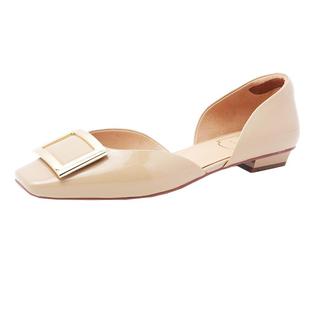 康莉商场同款包头凉鞋女2025年夏季低跟方扣中空浅口单鞋42213