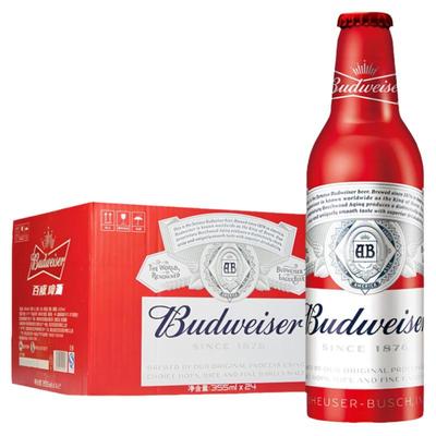 【铝瓶】百威啤酒355ml*24瓶国产/Budweiser整箱红铝瓶清仓