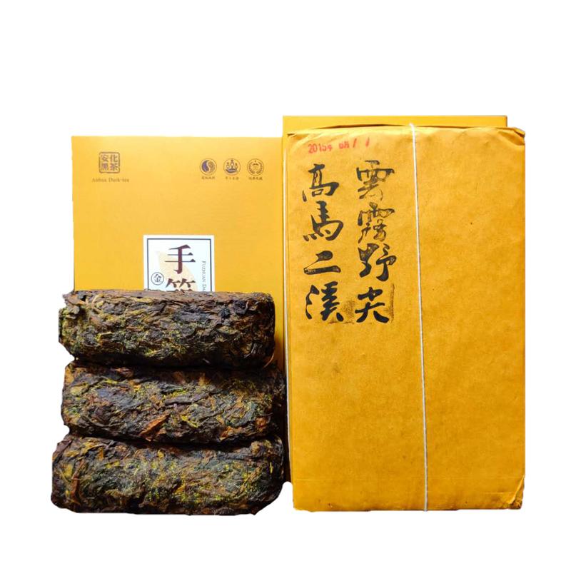 黑茶湖南安化安化黑茶茯砖茶正宗高马茶叶金花手筑茯茶安华正品