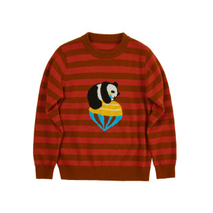 幼岚100%羊毛儿童毛衣男童女童秋冬新款印花针织羊毛衫可爱童装