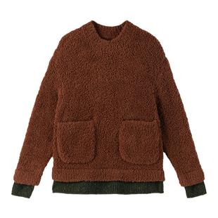 【糯糯羽毛纱毛衣】JNBYHOME江南布衣绵羊毛家居服圆领拼接下摆