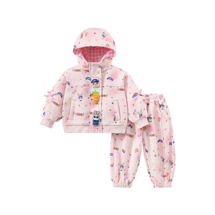 sesameclub女童套装春装运动兔子警官儿童衣服小女孩独特漂亮套装