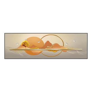 现代轻奢客厅装饰画晶瓷山水横幅日出金山风景沙发背景墙抽象挂画