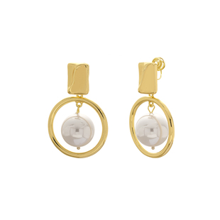 爆款时尚法式珍珠金属圆环耳针大气复古高级感创意蚊香盘无痛耳夹