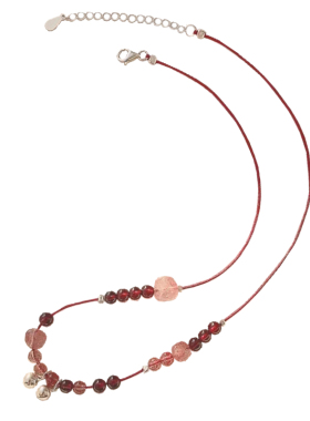 赠尔铃铛一步一想草莓晶项链女