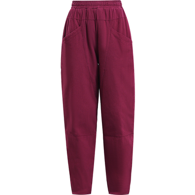 松紧腰复古灯笼裤夹棉保暖棉裤厚