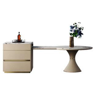 Mobeier 大理石岛台餐桌一体可伸缩天然微晶石超晶石高级感倒台桌