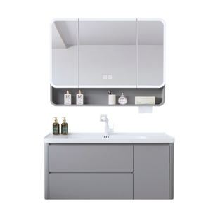 太空铝蜂窝浴室柜陶瓷一体盆洗脸洗手盆柜组合洗漱台卫生间加高柜