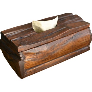 实木纸巾盒长方形泰国东南亚进口复古创意客厅茶几异形抽纸盒