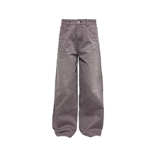 JCAESAR DENIMS灰紫水洗阔腿牛仔裤 高盎司牛仔自然猫须 直筒微阔