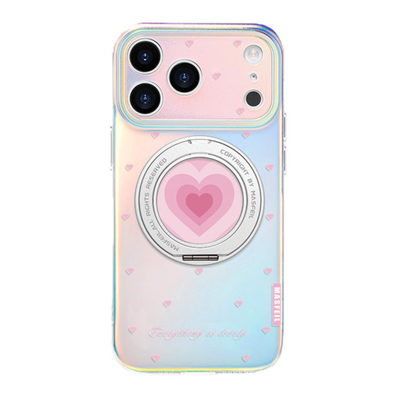 ZHIZHE×爱心旋律适用苹果17Promax手机壳新款Lo5磁吸带支架iPhone16Pro支点套14可爱15网女红高级感13pm
